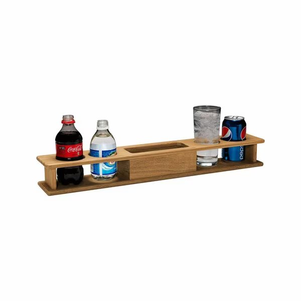 Four Drink Holder with Storage Tray, Whitecap Teak, Mfr#: 60218